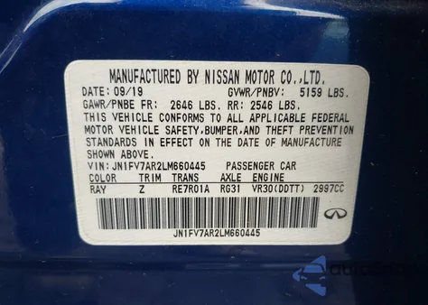 2020 Infiniti Q50 Red Sport 400 Awd из США, поврежденный, VIN JN1FV7AR2LM660445